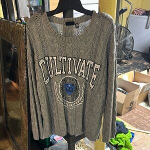 RD Style Gray Cable Knit Sweater with Cultivate Design S